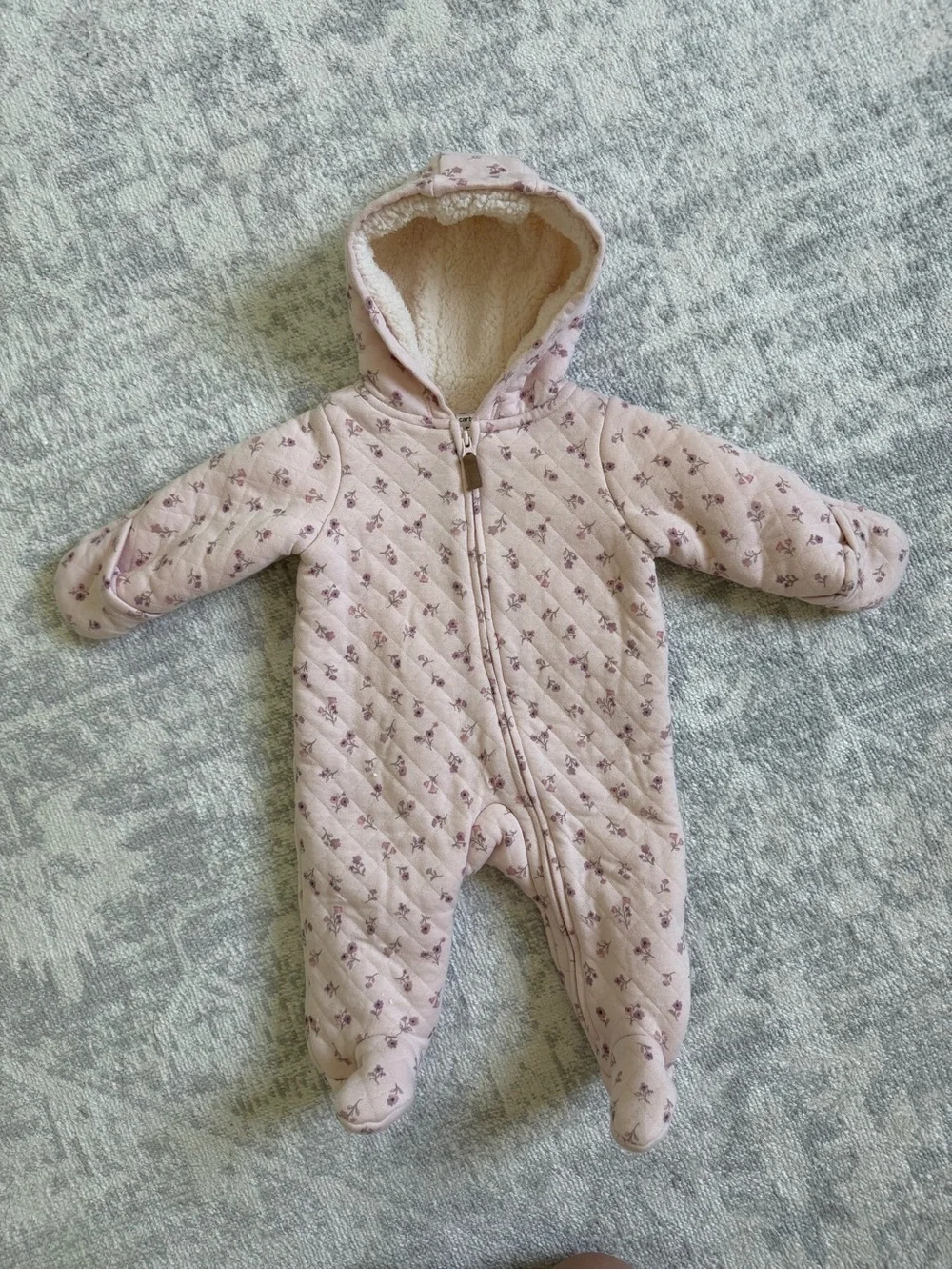 Carters Floral Sherpa-Lined Long-Sleeve Hooded Jumpsuit